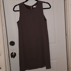 Dark olive green sheath dress.